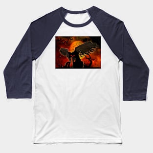 Evil Angel Halloween cat Baseball T-Shirt